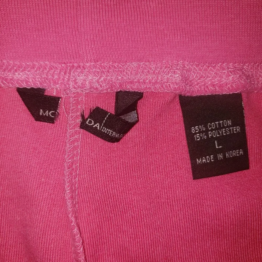 Vintage Y2K MODA INTERNATIONAL Pink Terry Cloth Shorts Womens Size Large